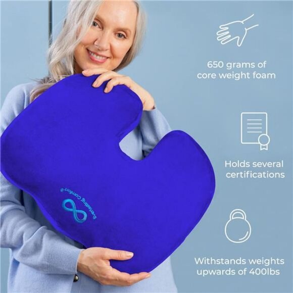 Everlasting Comfort Seat Cushion - Office Chair Cushions w/ 30% More Memory Foam - Picture 2 of 6